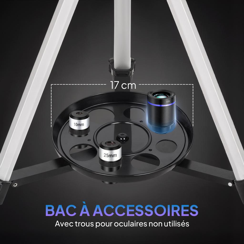 Astronomical Telescope, 70 mm, 40X and 16X Refractor, Adjustable Tripod, 80 x 80 x 135 cm, White