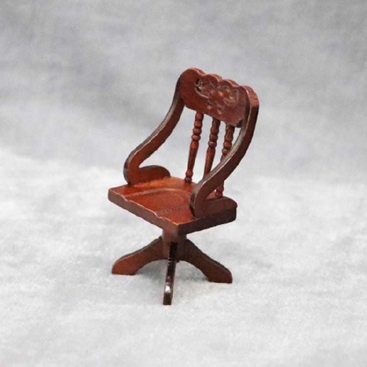 Realistic Miniature Wooden Office Desk With Chair 1/12 Scale Historical Study Room Addition For Models