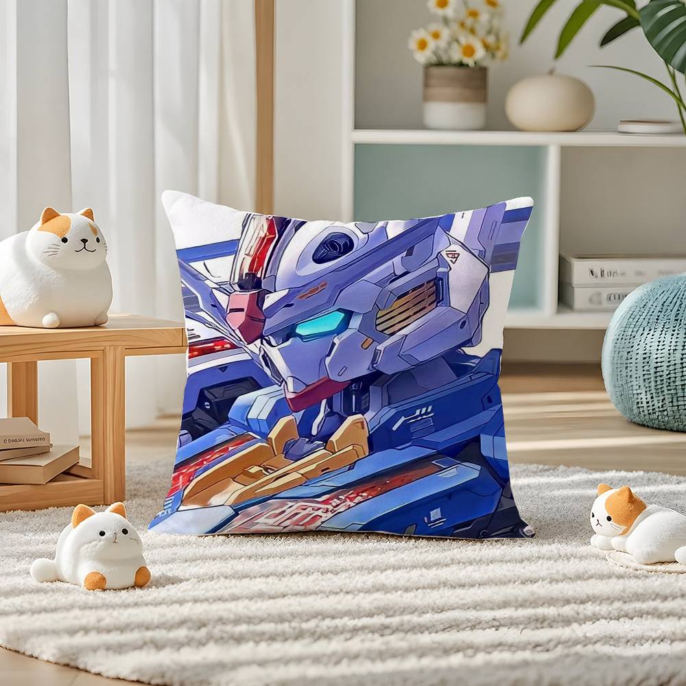 Mobile Suit Gundam Gundam Kyrios Anime Plush Pillow Cover Soft Short Plush Cushion Cover For Sofa Bedroom Home Decor Gift