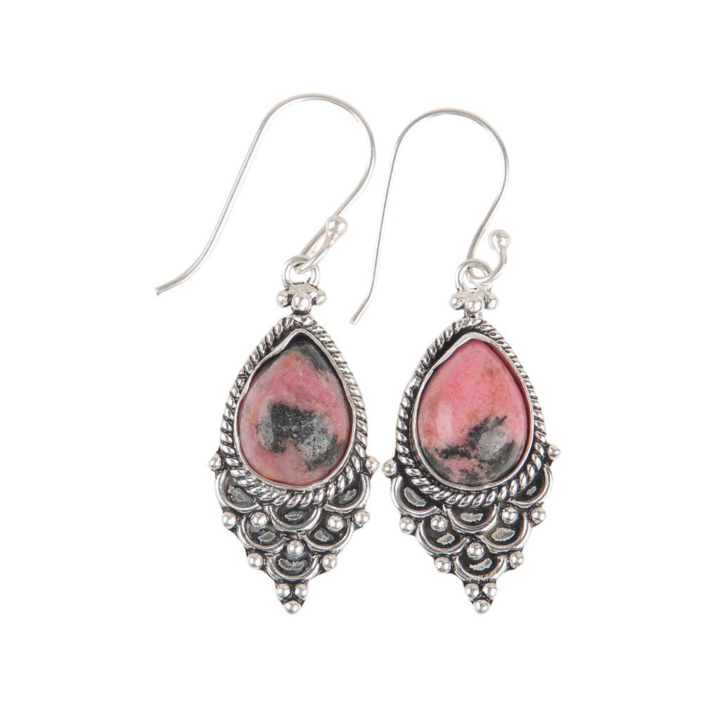 Black Rhodonite Gemstone 925 Sterling Silver Jewelry Earrings Anniversary Gift EE-85-27