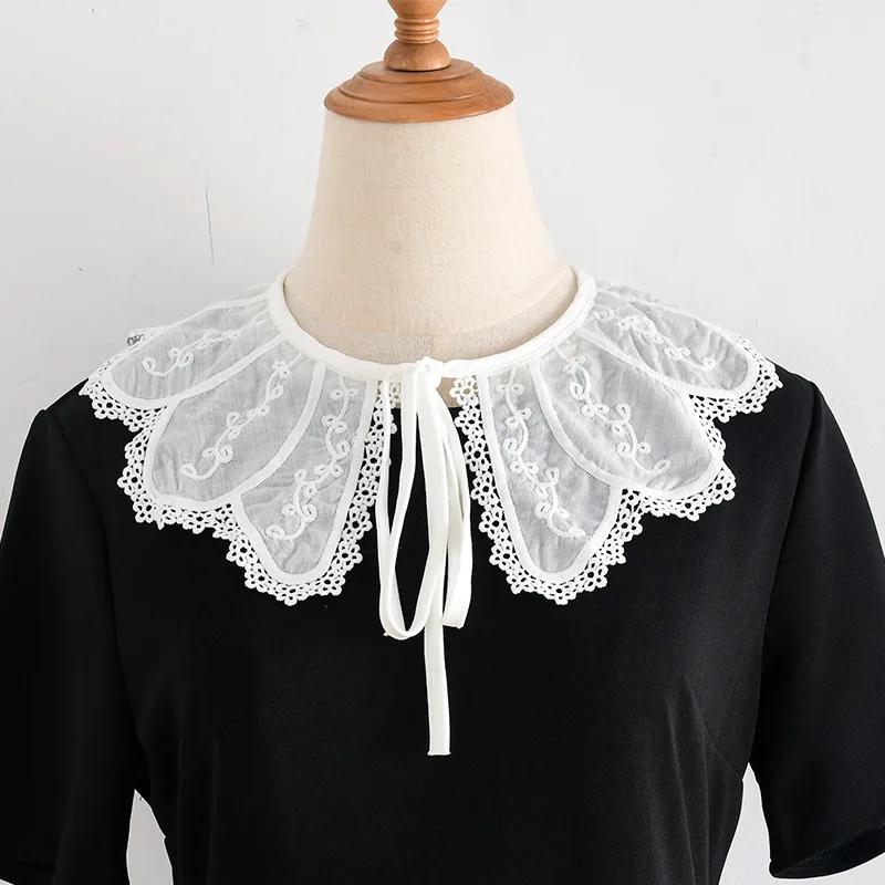 Women Fake Collars Shawl Vintage Solid Color Ladies Shirt Blouse False Collar Female Neck Ties Detachable Collar Dress Fuax Cols