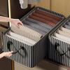 47*28*20cm1pc High-capacity Foldable Clothing Storage Box with Handle,home&dormitory Pants Wardrobe Sorting Storage Stripe Basket.