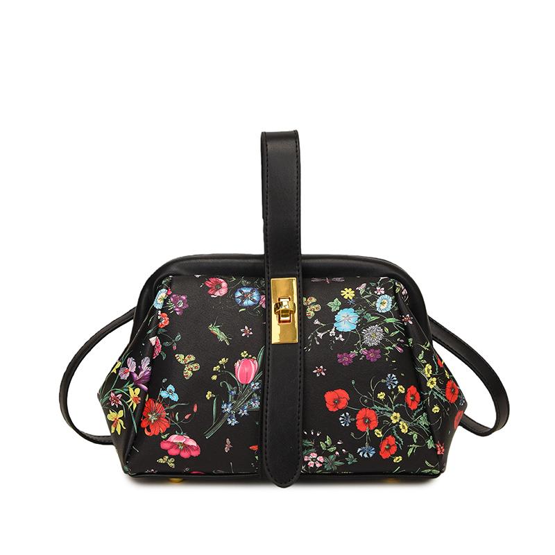 

2026 New Arrival Floral Print PU Leather Handbag for Women Trendy Crossbody Shoulder Shell Bag with Clasp Hot Sale Fashion Shell