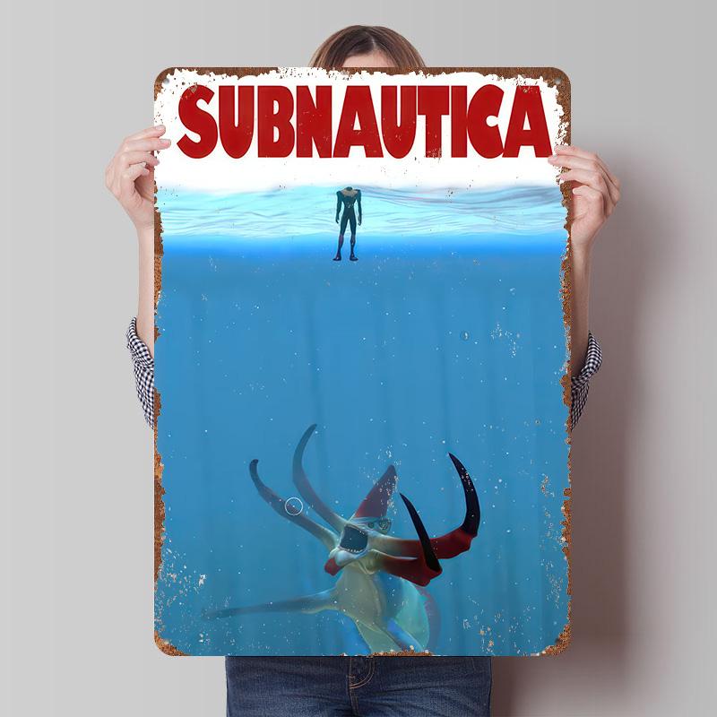 

Subnautica Game Tinplate Poster Customized Wall Art Vintage Retro Metal Signs for Man Cave Gamer Decoration Room Wand Deko Decor 7.9x11.8In(20x30cm)