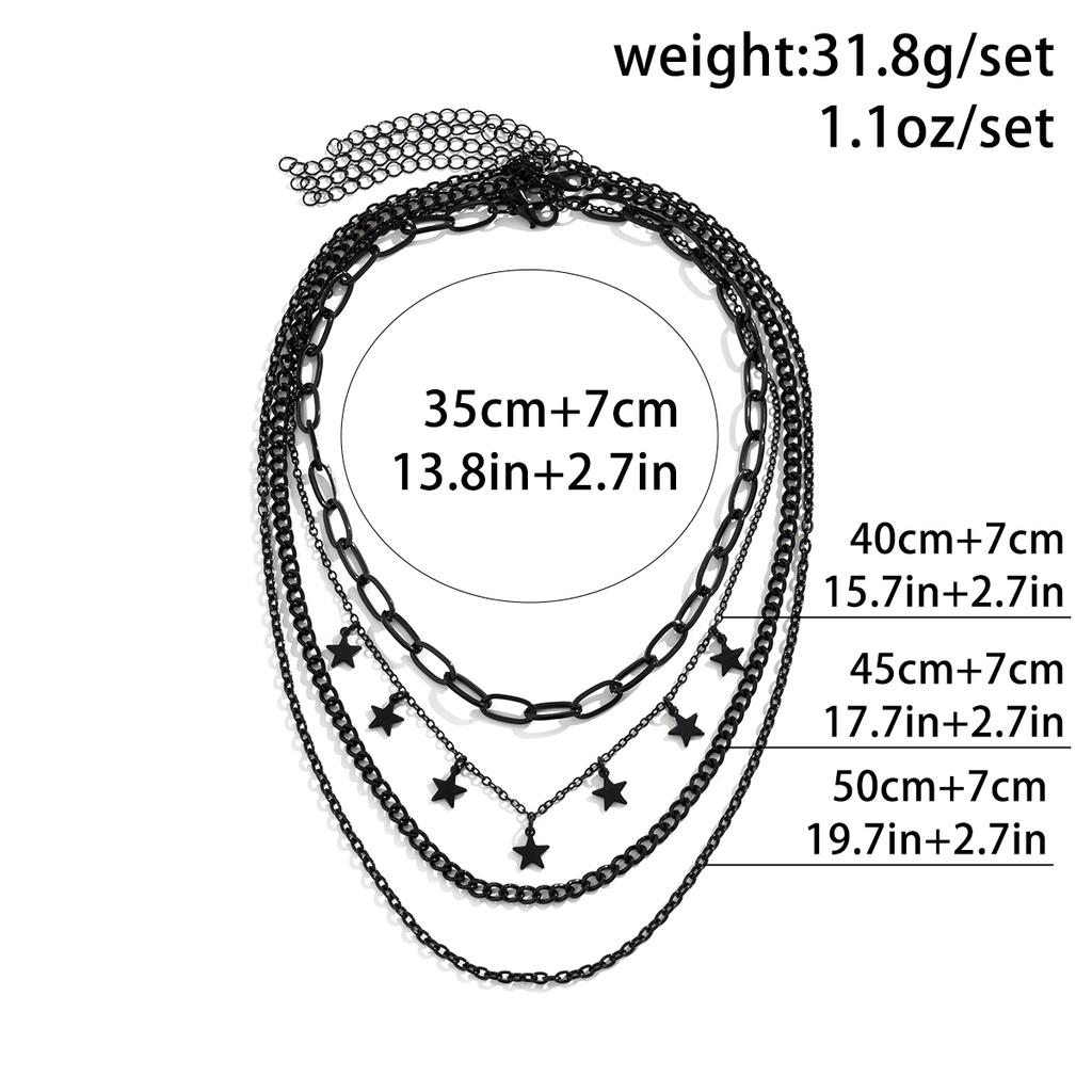 Salircon Gothic Dark Style Multi-layer Metal Necklace Fashion Star Pendant Short Collarbone Necklace Women's Trend Party Jewelry