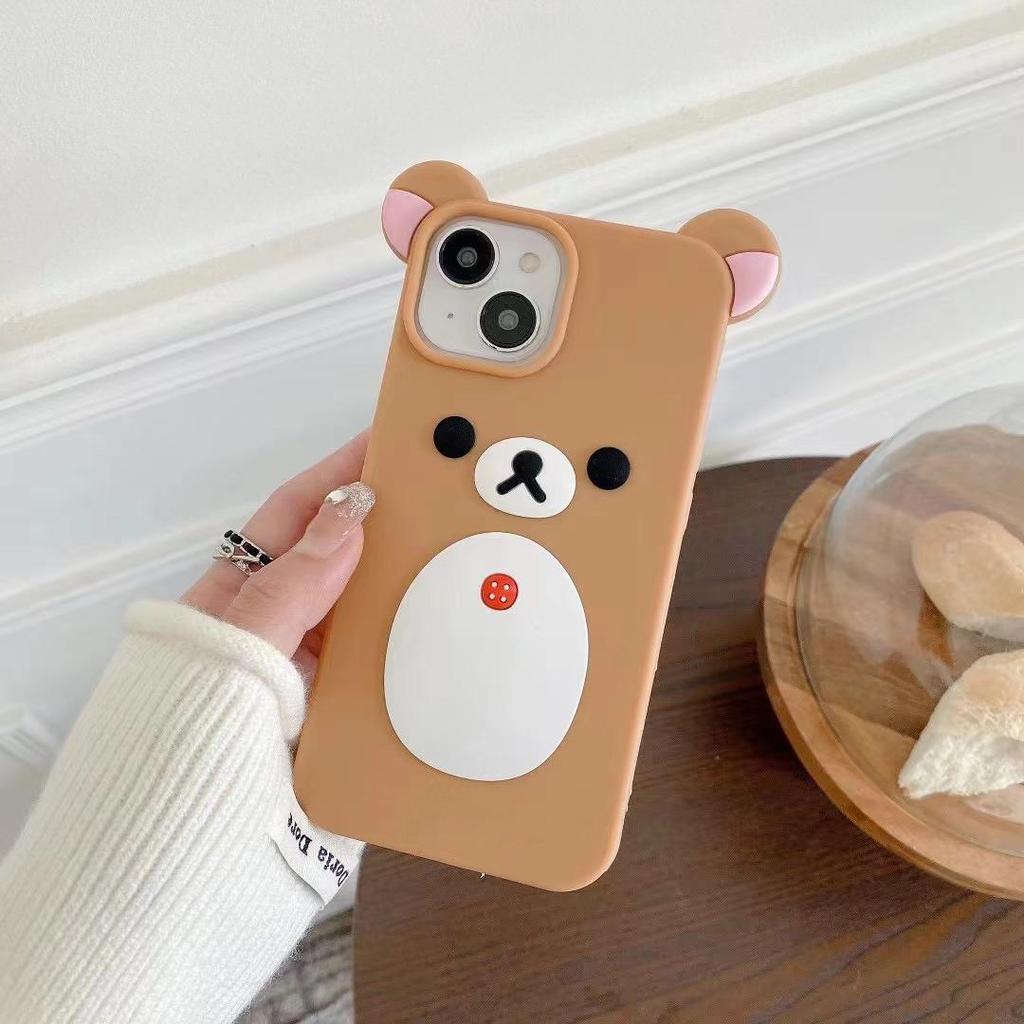 Custodia Antigoccia 3D Rilakkuma per iPhone 14/13/12/11 & 16/15 Pro Max