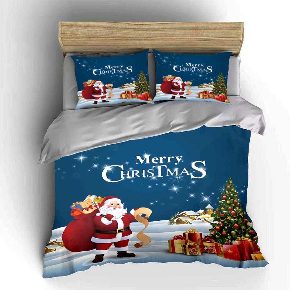 Santa with Gifts Christmas Set Bedding Duvet Cover Set Duvet Cover Pillowcases (1*Duvet Cover 2*Pillowcases, Without Duvet Insert)