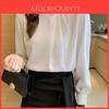 Satin Shirt Women Long Sleeve Pearl Embellished Elegant Office Wear For Spring 2026
