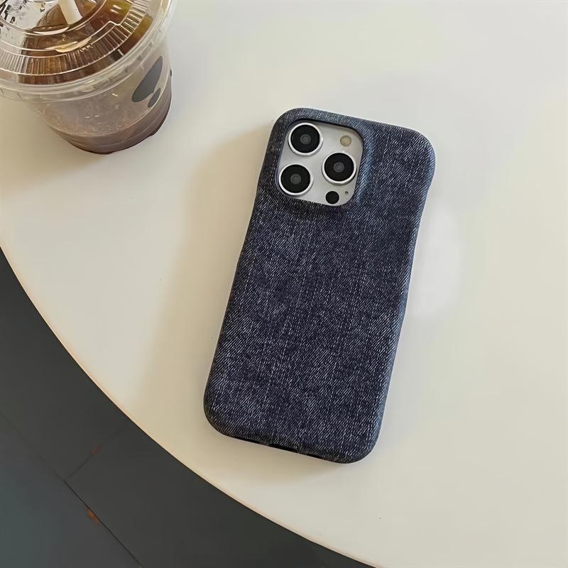 Minimalist Solid Color Denim Phone Case for iPhone 17 Pro Max/16/15/14 Half-Wrap 13