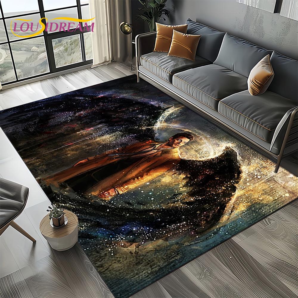 3D SPN Supernatural Sign Dean Sam Carpet Rug for Living Room Bedroom Home Sofa Decoration,Kids Play Area Rug Non-slip Floor Mat