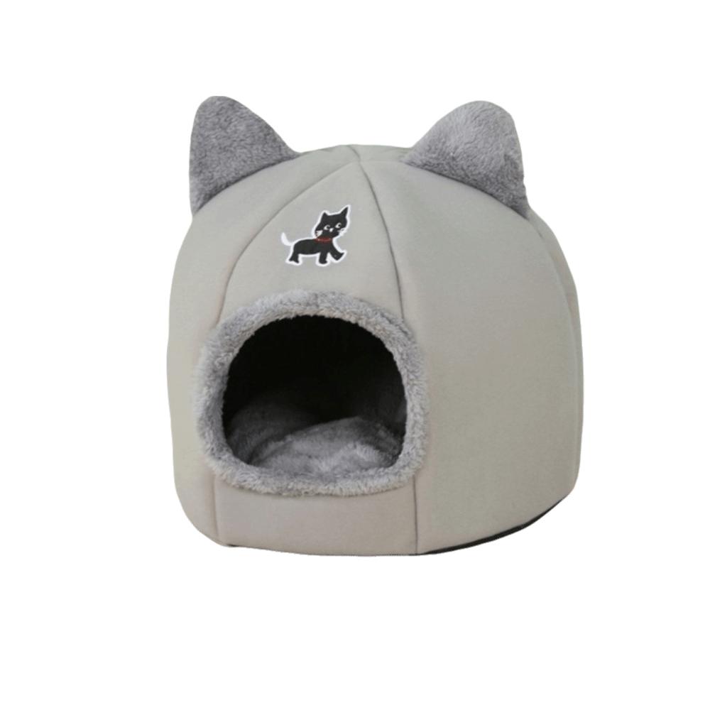 

Warm Winter Cat Nest Semi-Closed Windproof Cat Cave Universal Pet Castle House Home Decor L сірий