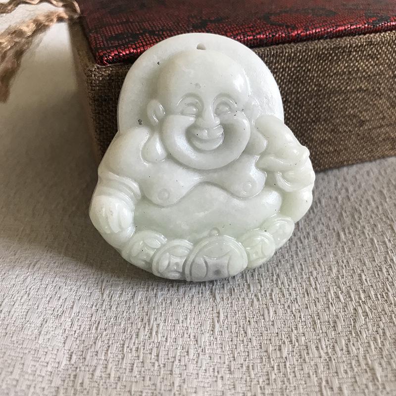 Shaanxi Lantian Jade Laughing Buddha Maitreya Pendant 0406