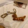Kreativ Pølsehund Nøglering Brun Hund Taskevedhæng Med Flettet Rem Bedårende Dyre Nøglevedhæng Taske Plys Tilbehør Sød Gave