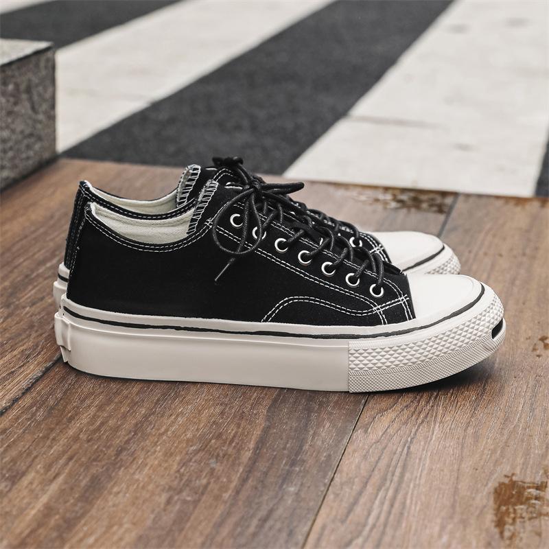 

AFANTING New opening smile high-density canvas shoes thick-soled heightened popular Japanese low-top breathable vulcanized shoes 286 39 чёрный