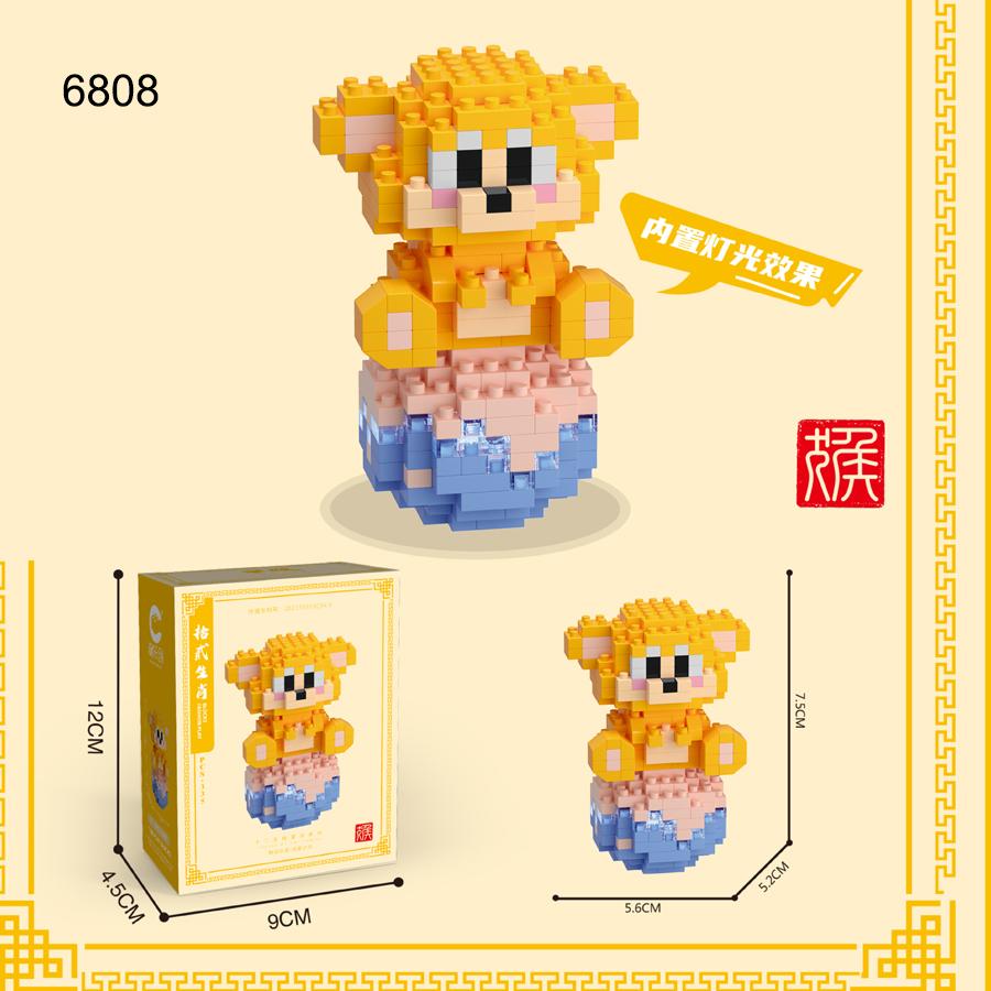 Non-Toxic Twelve Chinese Zodiac Signs Animals Toys Micro Building Blocks Models Toys For Kids Birthday Gifts Desk Ornaments