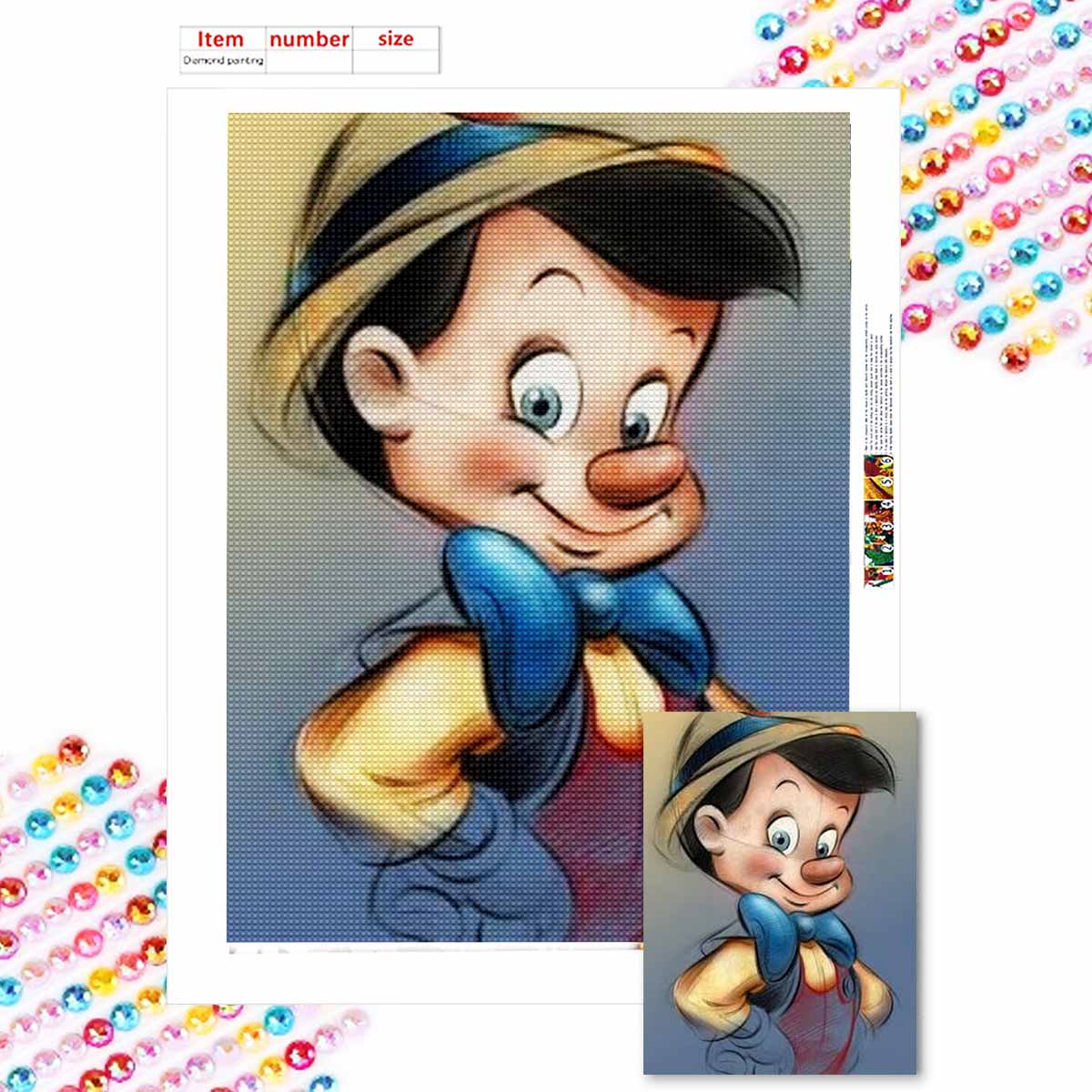 

5D Алмазная живопись своими руками Гордый Пиноккио Полная выкладка Стразы Мозаика Вышивка Изделия ручной работы Домашний декор Подарок Round 20x30cm