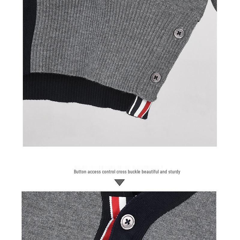 TB BROWIN2025 Autumn/Winter Colorblock Wool Sweater with Four Stripes