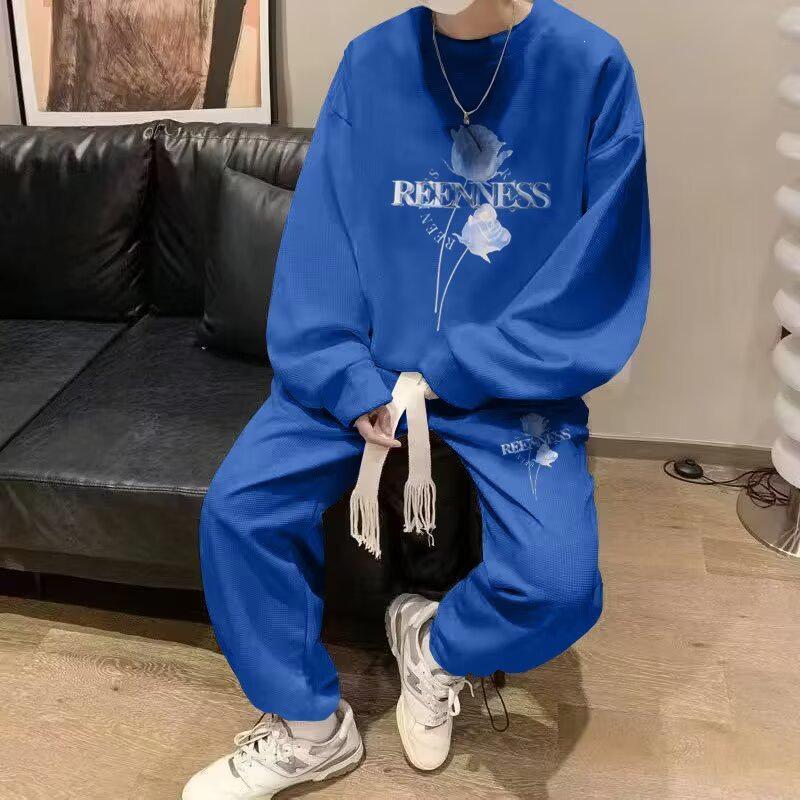 Harajuku Sporty Men's Fashion Set: Trendy Loose Hoodie & Pants Two-Piece