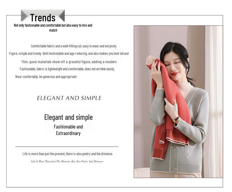 2024 Stylish Wine Red Sweater Top for Middle-aged Women, Plus Velvet, Faux Two-piece Winter Layer