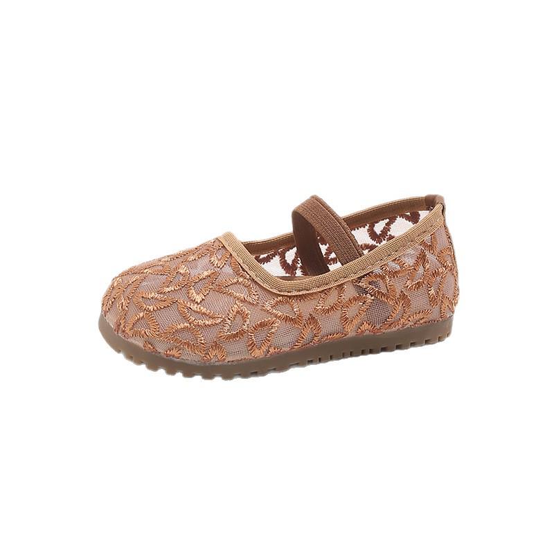 2026 Spring Girls' Breathable Mesh Lace Princess Shoes - Korean Style Soft Sole Casual Shoes