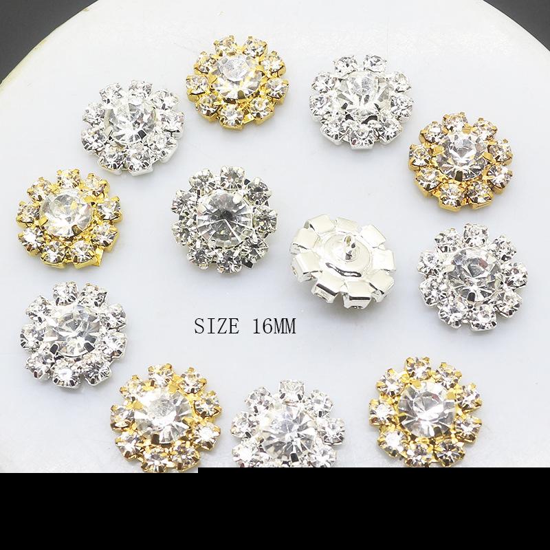 10Pcs Exquisite Small Metal Rhinestone Sewing Accessories Buttons Diy Wedding Dress Headwear Gift Box Decorative Accessorie 16MM