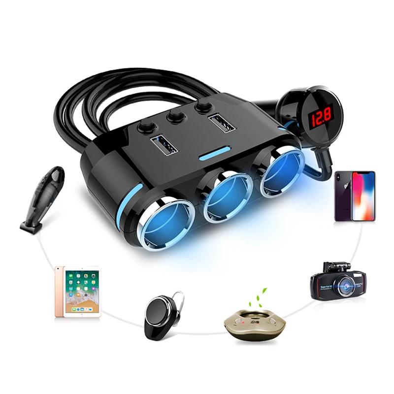12V-24V Gniazdo zapalniczki samochodowej Rozdzielacz wtyczki LED USB Ładowarka telefonu Adapter Napięcie Przedłużacz zapalniczki samochodowej
