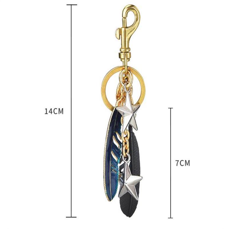 Cute Bag Charm Exquisite Feather Pentagram Keychain Creative  Backpack Pendant Decoration Accessories Gifts