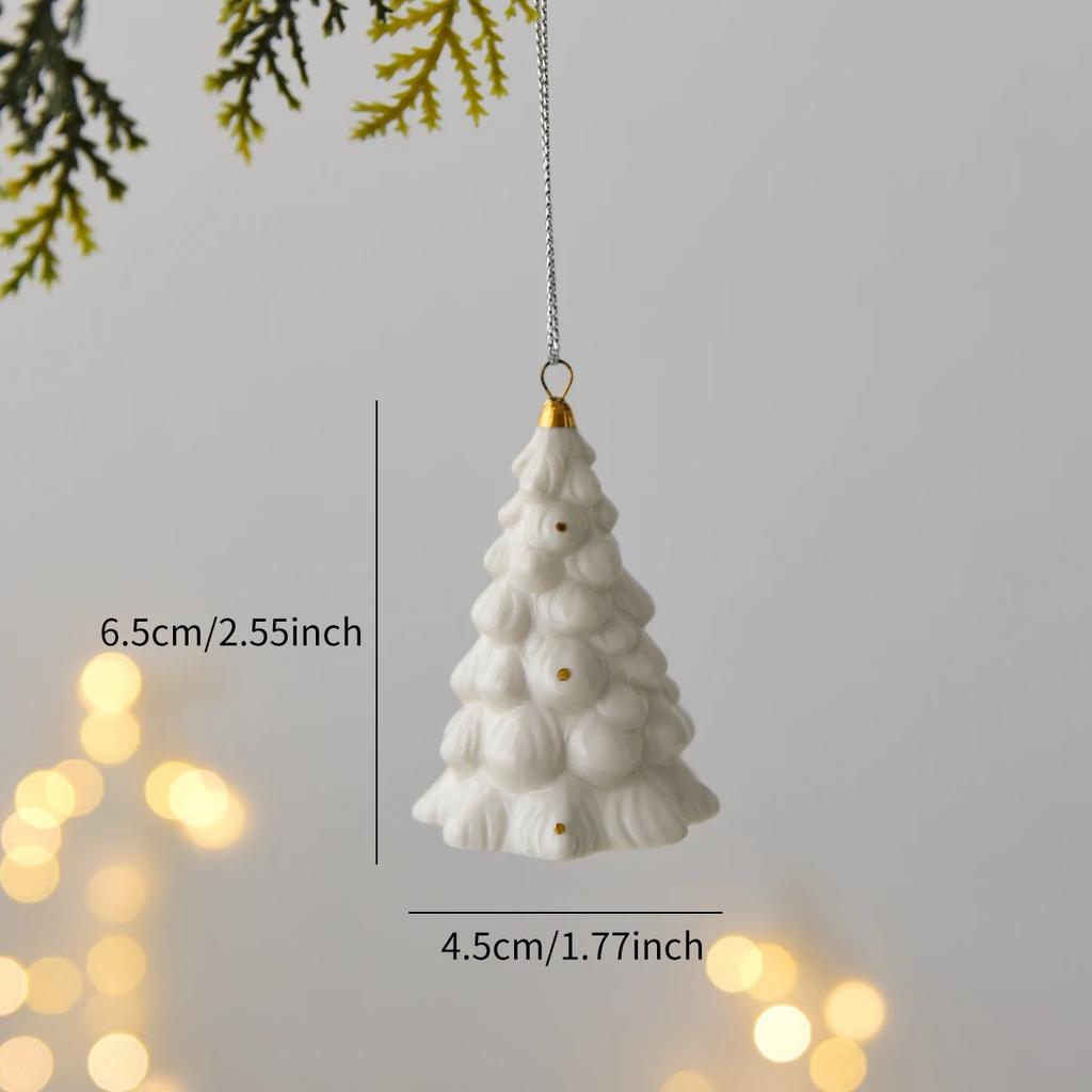 Mini Ceramic Four Tier Puff Christmas Tree Decoration Hanging for Christmas Halloween Thanksgiving Christmas Gift