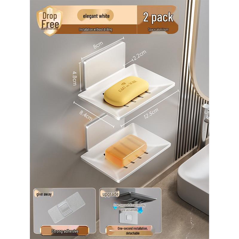 Gun Gray Aluminum Wall-Mounted Soap Dish - Creative, Punch-Free Draining Holder for Bathroom Storage