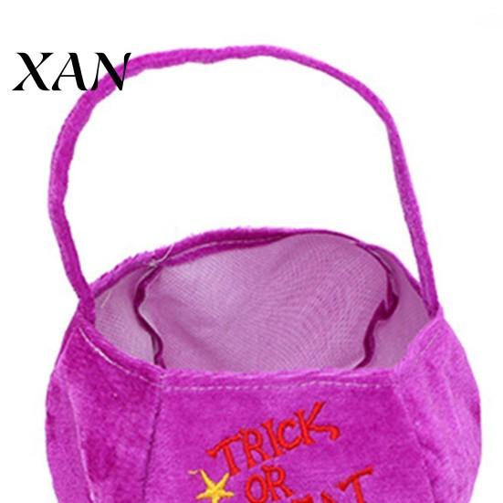 Cute Holiday Gift Bags Halloween Pumpkin Candy Bag, Cartoon Velvet Plush Treat Tote for Storage Kids, Reusable Trick or Handbag, Party Favor