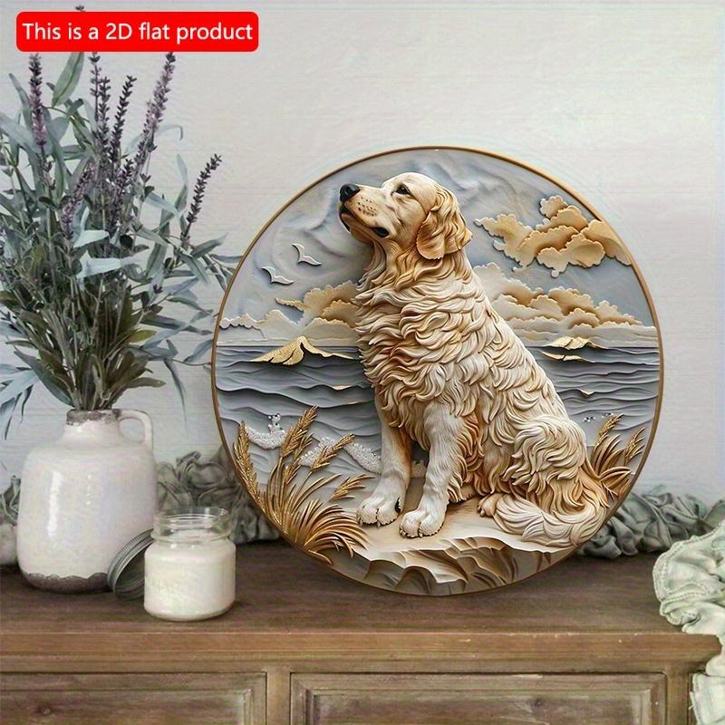 2d Flat 20*20cm Round Wooden Dog Gift Themed Sign Plates for Home, Yard, Club, Bar, Office Wall Decor, Decorative Wall Poster