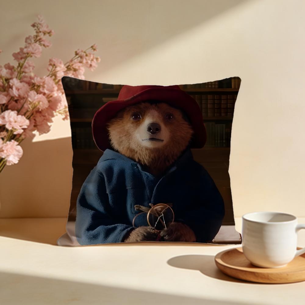 Fashion PPaddington Beariou Cushion Cover Stylish Washable Pillow Cover Ideal for Couch Bedroom Car Decoration
