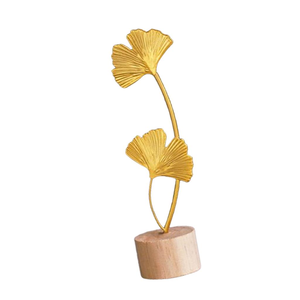 Złota Statuetka Liścia Ginkgo Dekoracyjna Nowoczesna Żelazna Ozdoba Biurkowa Liścia Ginkgo na Stół, Przedpokój Krótka