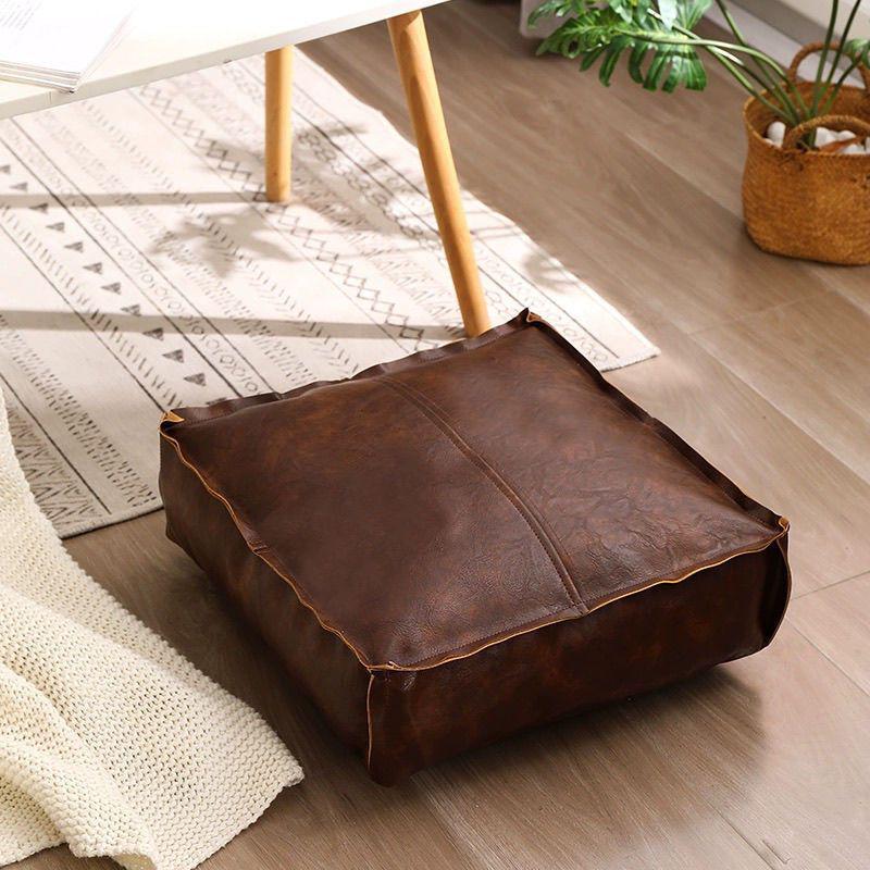 Кожаный пуф для хранения Диван-подушка для пирса и татами-табурет Single Set 40x40x20 New Upgrade коричневый 1260₽