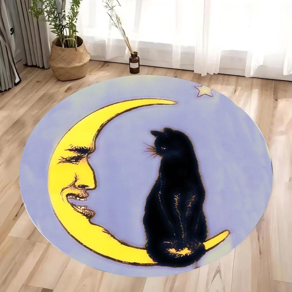 Abstract Kitten High-end Feeling Circular Large Area Carpet Villa Bedroom Bedside Cartoon Carpet Home Decoration Circular Carpet 40x40cm
