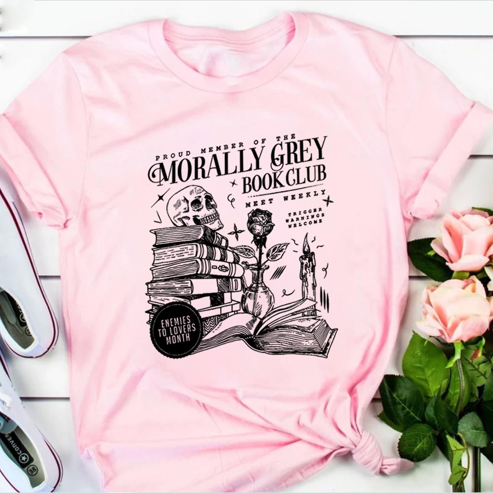 Morally Grey Book Club T-Shirt Dark Romance Shirts Spooky Season Tee Bookish Top Vintage Bookish Shirt for Book Lover Gift