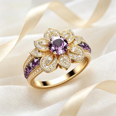 Vintage Flower Shaped Women's Ring Embellished With Synthetic Zircon Light Luxury Forest Gentle Style Ring Elegant Jewelry
