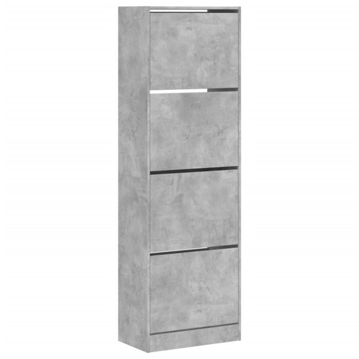 VidaXL Armoire à chaussures 4 tiroirs rabattables gris béton 3214374