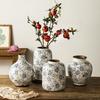 Rustics Farmhouses Ceramics Vases NonSlip Base Artistic Crackles Texture Florals Displays Living Room Accent