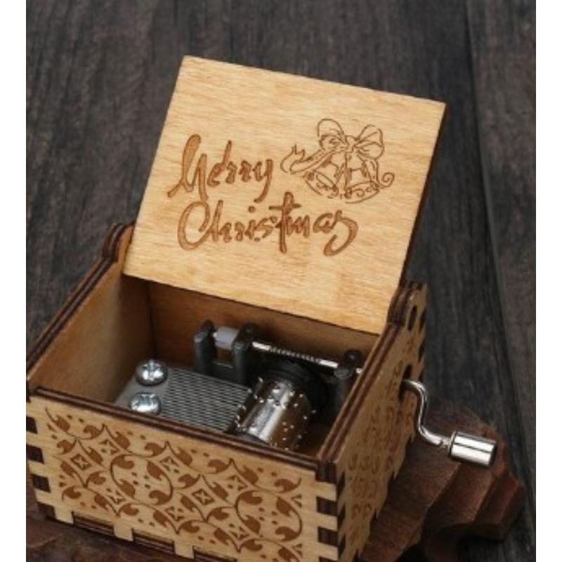 Hölzerne handgekurbelte Spieluhr Merry Christmas Musik bemalte Spieluhr Geschenk