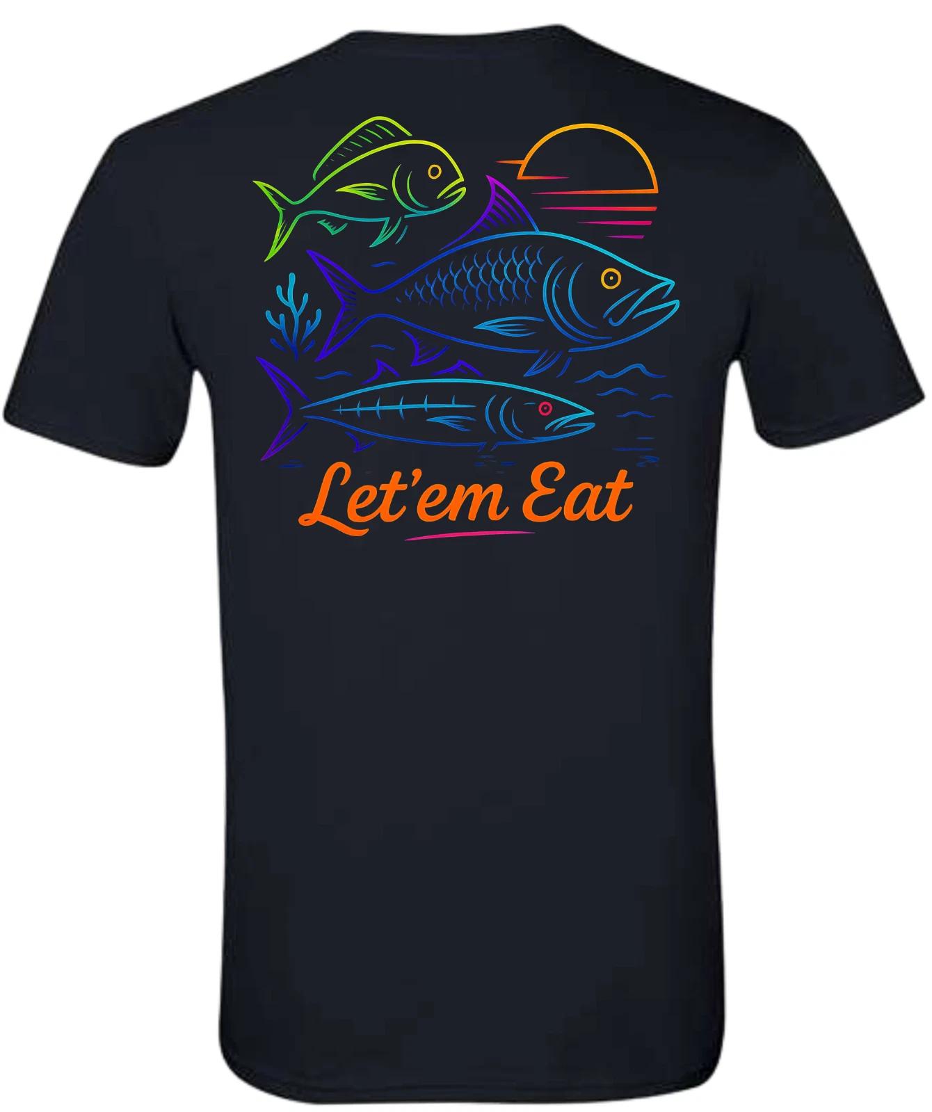 Let Em Eat Salt Water Fishing Neon Colors Short Sleeve T-Shirt S