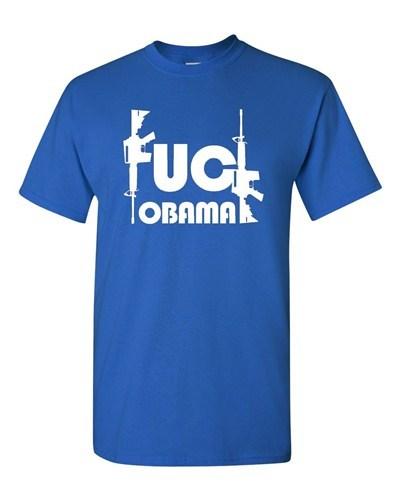 Adult Blue F*ck Obama Gun Rights 2nd Amendment Permit Pro Gun Funny T-Shirt Tee Unisex T-Shirt XL