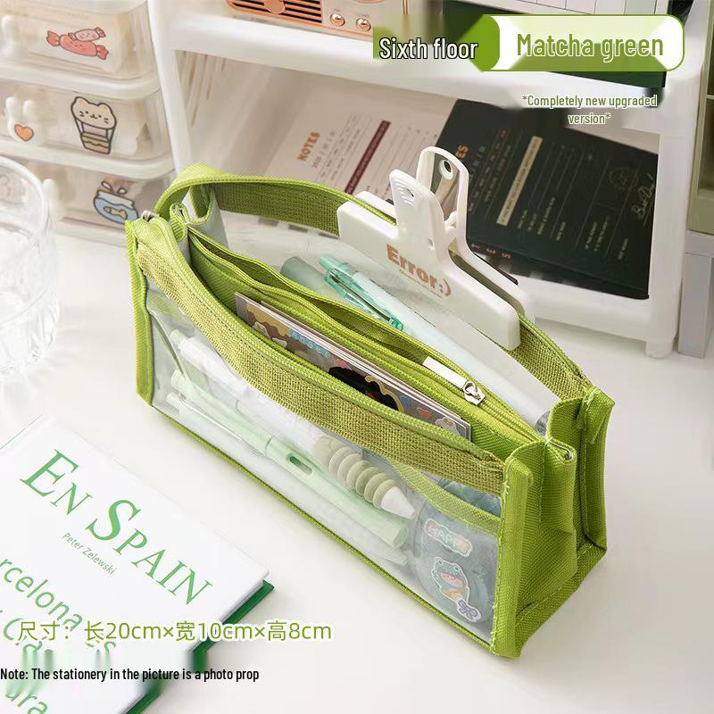 Six-Layer High Capacity Transparent Pencil Case for School Girls - Stylish and Simple Compartment Stationery Bag