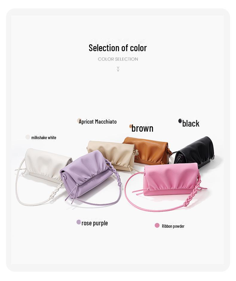 Korean Style Cloud Pleated Genuine Leather Shoulder Bag - Trendy All-Match Drawstring Messenger for Women