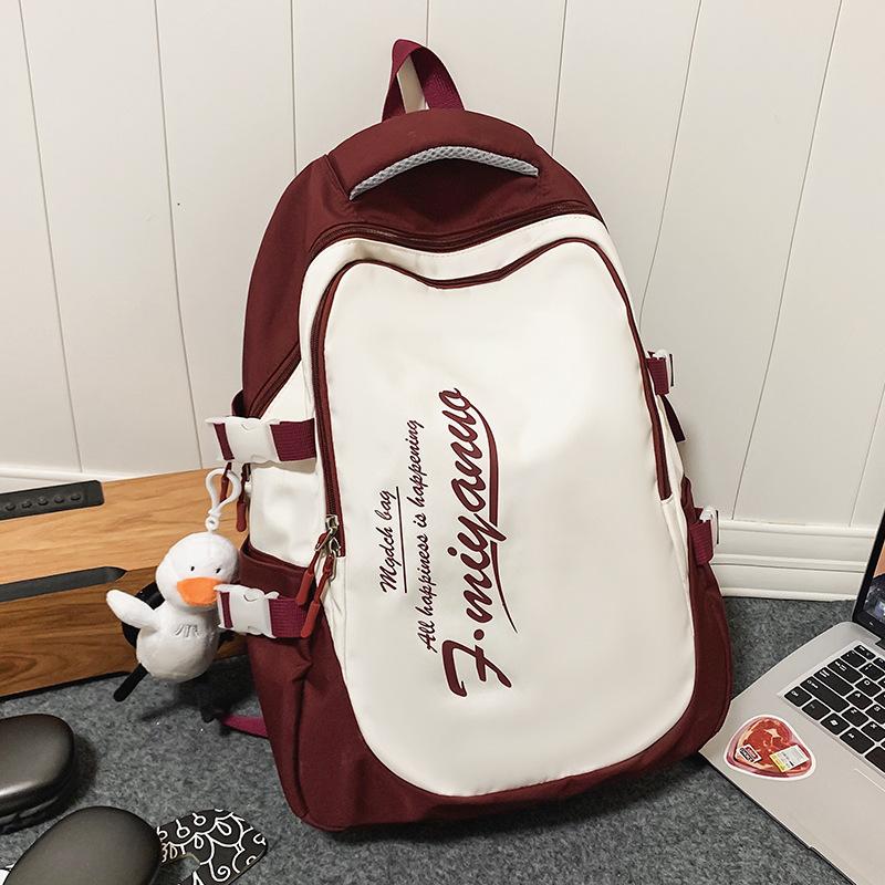 School Bag Men's College Students Contrast Colors Middle School Students High Quality Fashion Girls Junior High School Students