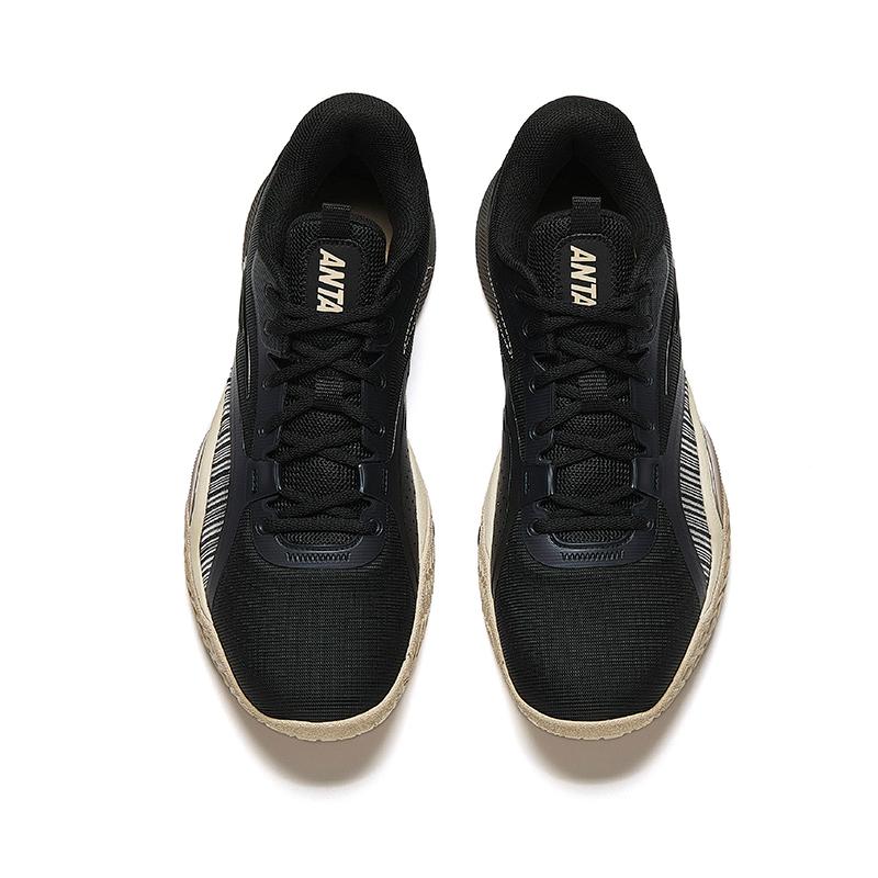 Anta Wind Tunnel 5 Comfortable Slip Resistant Abrasion Resistant Support Low top Basketball Shoes Men's Black Sneakers 112441107-4