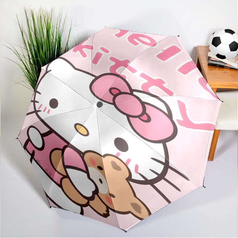 Pink Kitty Adventure Umbrella 8-Frame for Travel, Camping, Casual Lightweight Portable Umbrella, Essential for Every Family Holidays Gift