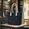 Gothic Dark Pattern Tote Bag Elegant White Handle Large Daily Carry Purse for Women