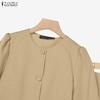 ZANZEA Women Short Sleeve Blouse and Skirts Summer Casual Two Piece Suit Sets