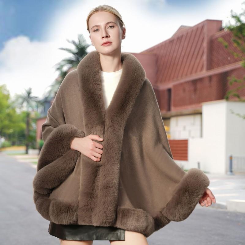 Womens Warm Knit Shawl Cape Solid Color Elegant Wrap Scarf Winter Outwear